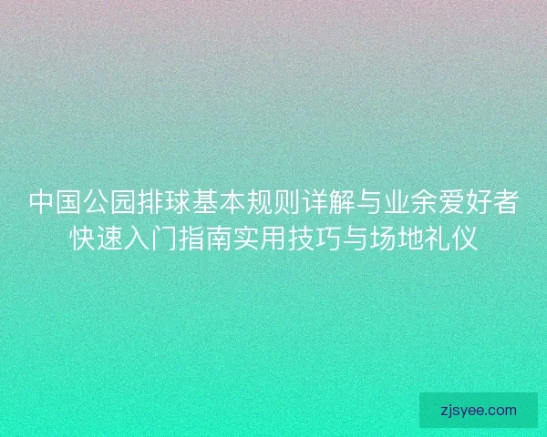 中国公园排球基本规则详解与业余爱好者快速入门指南实用技巧与场地礼仪
