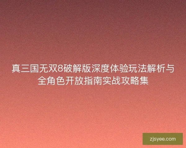 真三国无双8破解版深度体验玩法解析与全角色开放指南实战攻略集